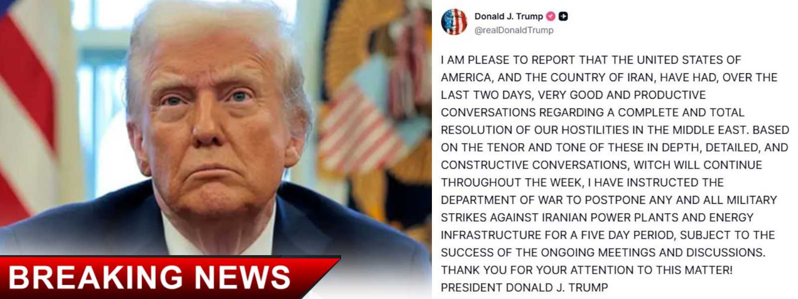 ඉරාන ප්‍රහාර දින 5කට අත්හිටුවයි..